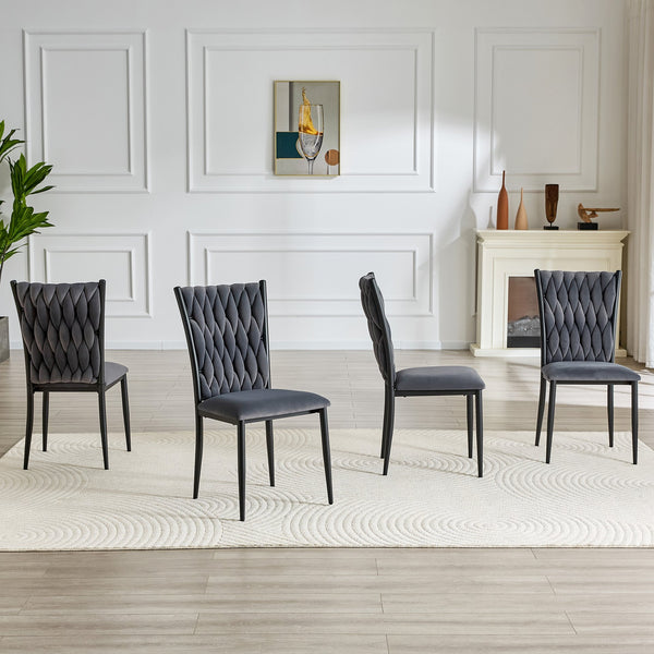 English Elm Elegant Tufted Velvet Dining Chair High Back Foam Seat Tapered Metal Legs Glam W1512P491435