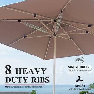 English Elm Rectangle Patio Umbrella with Crank Lift and Tilt, UV-Resistant 180G Polyester Canopy, Ventilated Shade (Base Not Included) Grey W1859P353198