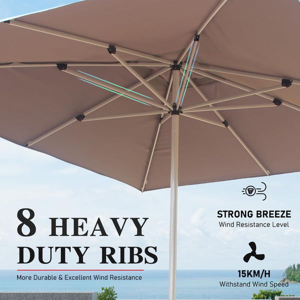 English Elm Rectangle Patio Umbrella with Crank Lift and Tilt, UV-Resistant 180G Polyester Canopy, Ventilated Shade (Base Not Included) Grey W1859P353198
