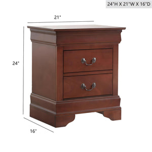 English Elm Elegant Classic Nightstand with Two Deep Drawers, Durable Veneer & Frame, Warm Finish Accent Cherry 30 L x 25 W x 20 H B078112059