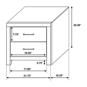 English Elm 2 Chic Two-Drawer Nightstand with Sparkling Acrylic Panels and Faceted Crystal Hardware for Glam Bedrooms Brown Oak B016P255592
