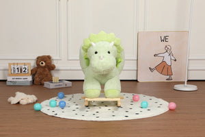 English Elm Kids Plush Dinosaur Rocking Toy with Safety Belt Lullaby Sounds and Hand Puppets W3723P374145