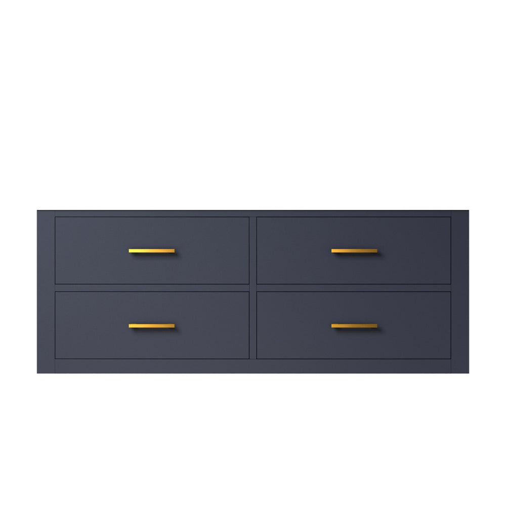 English Elm Blue Midcentury Single Bath Vanity 48" W x 22" D — Soft Close, Wallhung Wood Cabinet, Fully Assembled B2731P258010