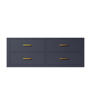 English Elm Blue Midcentury Single Bath Vanity 48" W x 22" D — Soft Close, Wallhung Wood Cabinet, Fully Assembled B2731P258010