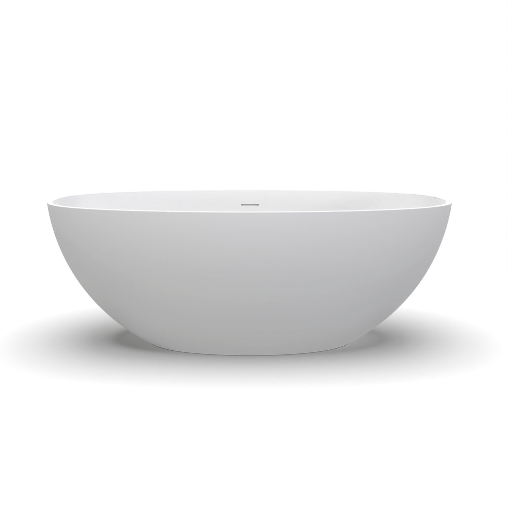 English Elm 61 Inch Stone Resin Freestanding Bathtub Matte White Sculptural Soaking Spa Design W1613P368241