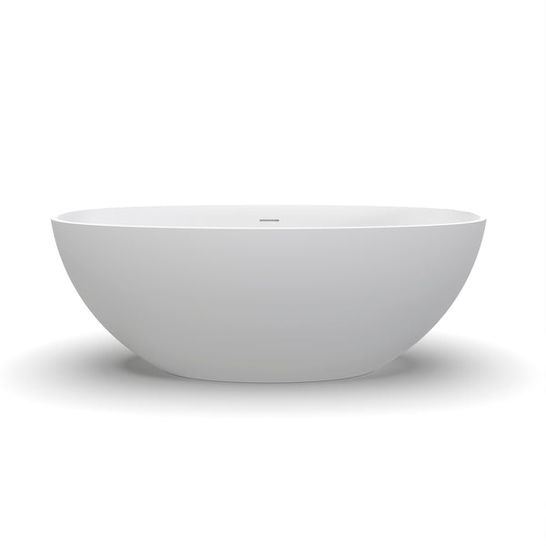 English Elm 61 Inch Stone Resin Freestanding Bathtub Matte White Sculptural Soaking Spa Design W1613P368241