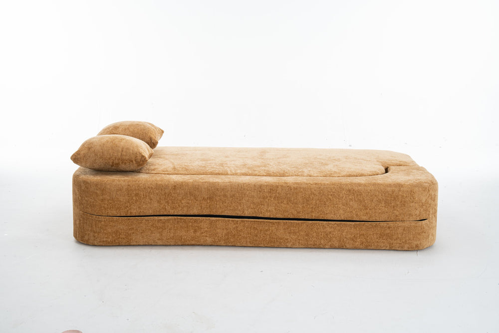 English Elm 3 Seater Convertible Sofa Bed with Chenille Upholstery and High-Density Sponge for Superior Comfort and Support Camel T3903P379833