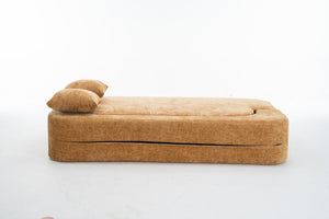 English Elm 3 Seater Convertible Sofa Bed with Chenille Upholstery and High-Density Sponge for Superior Comfort and Support Camel T3903P379833