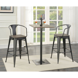 English Elm Staccato Bamboo Pub Table with Dark Elm Finish and Matte Black Pedestal Base B062P441014
