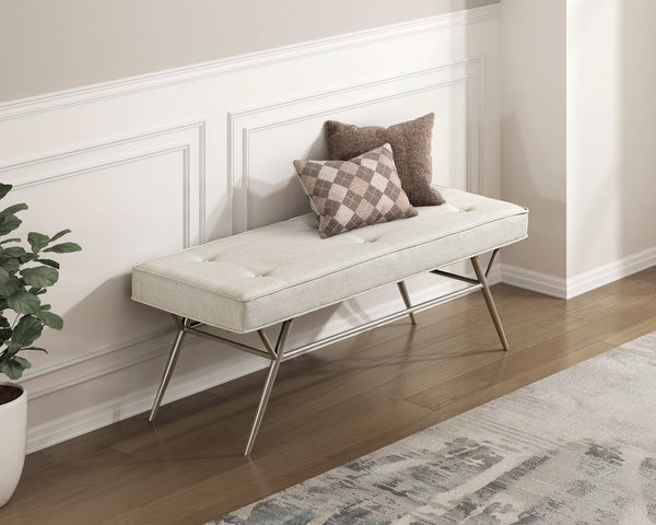 English Elm Contemporary Plush Chenille Upholstered Bench with X-Frame Metal Base, 48" Seat, Modern Entryway Seating Beige,Champagne 50.5 L x 19.25 W x 11.75 H B011P361970