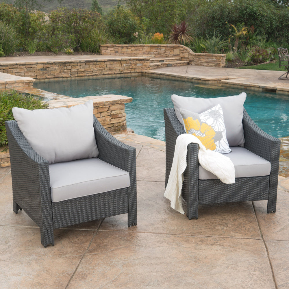 English Elm Christopher Knight Home® - Antibes Armchair Set - 2 Stylish Weather-Resistant Chairs With Water-Resistant Cushions For Comfort 57087.00GRY