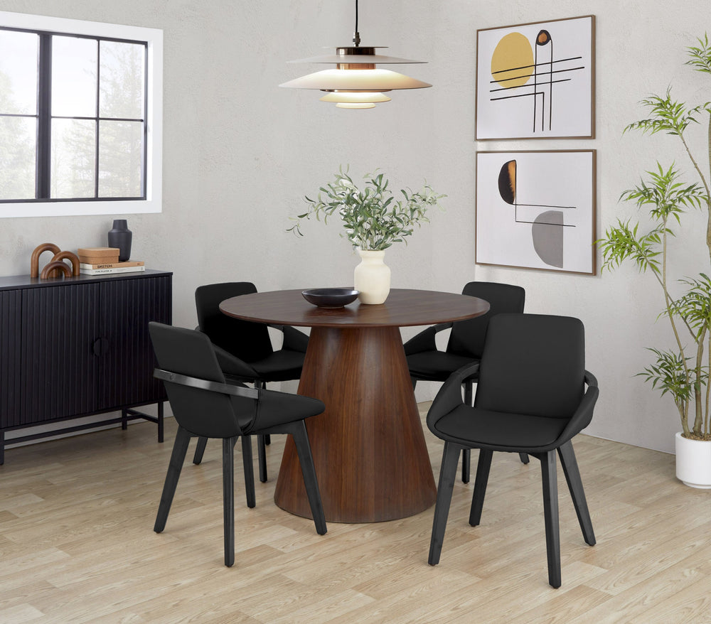 English Elm Dining/accent Chair Solid Wood Tapered Legs Cream Upholstery Mid-century Modern Seating Black B202P471305
