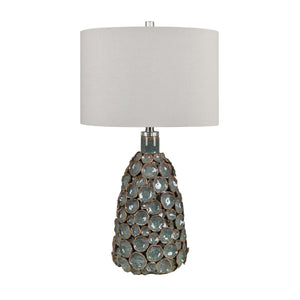 Crestview Collection 28.25"H Stunning Teal And Brown Ceramic Table Lamp With Textured Design And White Linen Shade   Cvap3130