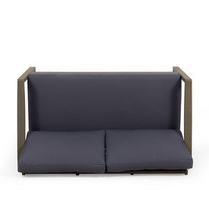 English Elm Christopher Knight Home® - SAMWELL Acacia Wood Outdoor Loveseat and Coffee Table Set with Water-Resistant Cushions, Sleek Slat Design DARK GREY 52.75 L x 33 W x 17.75 H 70137.00GDGRY