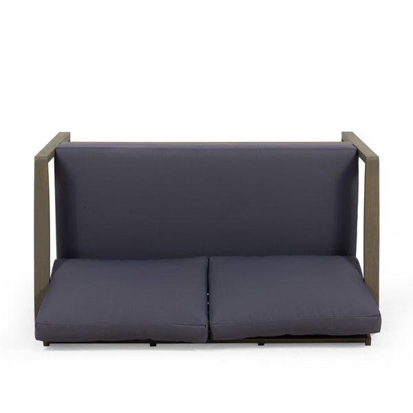 English Elm Christopher Knight Home® - SAMWELL Acacia Wood Outdoor Loveseat and Coffee Table Set with Water-Resistant Cushions, Sleek Slat Design DARK GREY 52.75 L x 33 W x 17.75 H 70137.00GDGRY