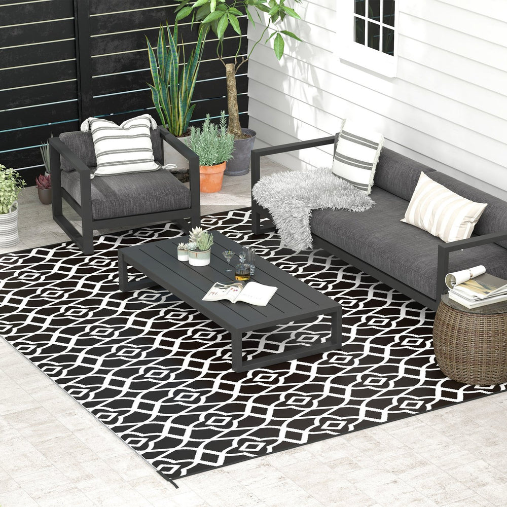 English Elm Outsunny Reversible Polypropylene Outdoor Rug Waterproof Portable Mat with Carry Bag W2225P175543