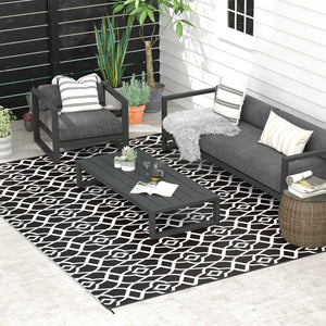 English Elm Outsunny Reversible Polypropylene Outdoor Rug Waterproof Portable Mat with Carry Bag W2225P175543