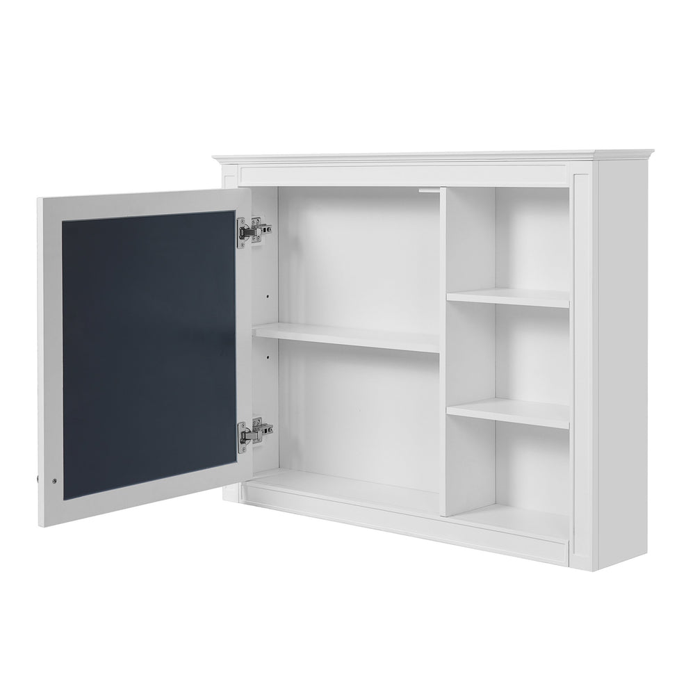 English Elm 36'' Modern Medicine Cabinet Wall Mounted Mirror with Adjustable Shelf, MDF Durable Storage, White N710P322791K