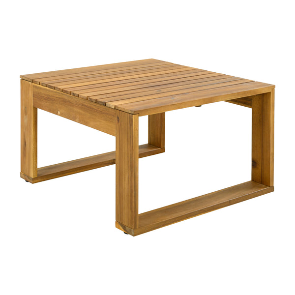 English Elm Outdoor Acacia Wood 4 Piece Sectional Set with Sofa Chair Ottoman and Table N757S454830B
