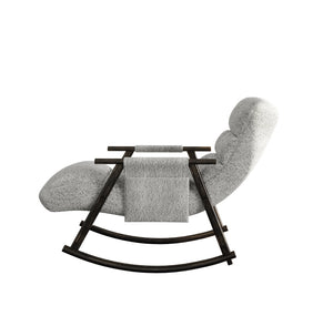 English Elm 42"l Folding Rocking Chair Iron Frame Cushioned High Back Adjustable Footrest Lounge Grey W1669P163321