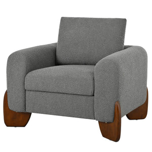 English Elm U_style Bouclé 3 Piece Living Room Sofa Set with Loveseat and Two Accent Armchairs Grey WY000479AAE