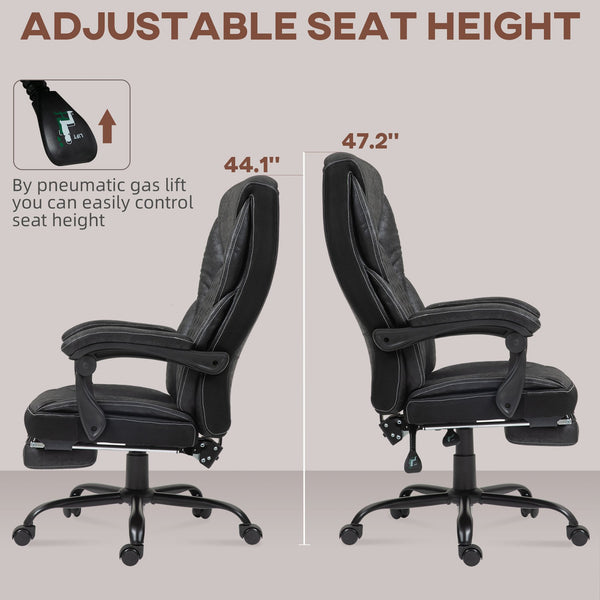 English Elm Homcom Ergonomic Executive Office Chair With Footrest, Big & Tall Design, Adjustable Recliner, Black W2225P250021