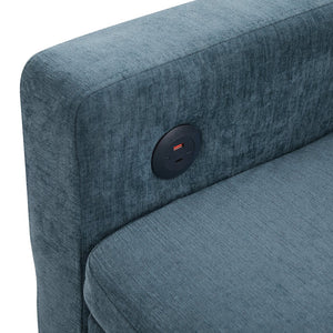 English Elm Convertible Chenille Sleeper Loveseat with Usb Ports and Reclining Backrest for Small Spaces Blue N719P390439C