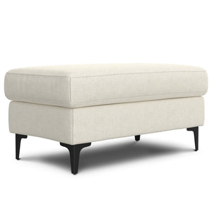 English Elm Ava Mid Century Ottoman — Cream Performance Fabric, Eco-Friendly Recycled Upholstery, Feather-Top Comfort B136P203426