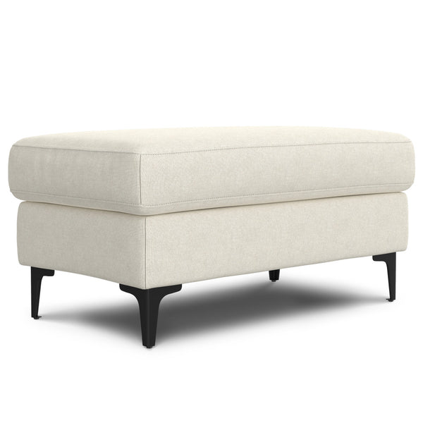 English Elm Ava Mid Century Ottoman — Cream Performance Fabric, Eco-Friendly Recycled Upholstery, Feather-Top Comfort B136P203426