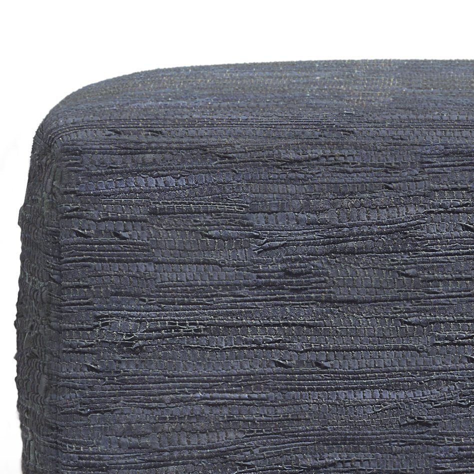 English Elm Fredrik Dark Blue Square Pouf – Handcrafted Leather Accent Piece For Versatile Seating & Style B136P159287