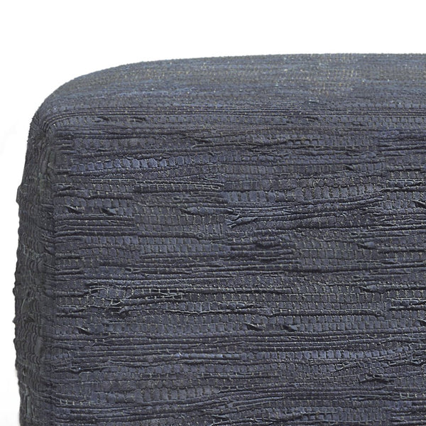 English Elm Fredrik Dark Blue Square Pouf – Handcrafted Leather Accent Piece For Versatile Seating & Style B136P159287