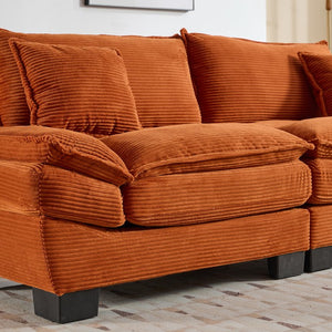 English Elm Corduroy Modern Sofa Sleeper Loveseat with Double-Layer Cushions, Two Pillows, Sturdy Frame 84" Orange W676P227342