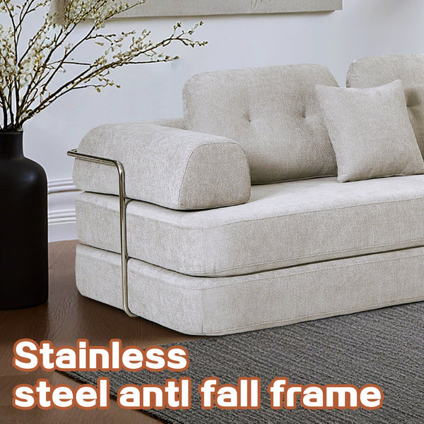 English Elm 104" Boneless Chenille Sectional Sofa with Chaise Deep Memory Foam Seats Living Room Light Grey W3565S00022