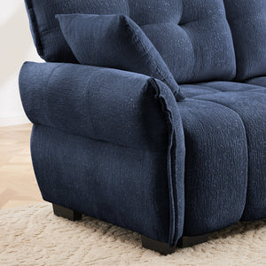 English Elm Premium Chenille Two Seater Sofa Tufted Armrests Foam Support Modern Living Room Blue W714S01632