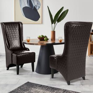 English Elm 23.03" Wide Pu Leather Wingback Accent Chair with Tall Back and Solid Birch Legs W680P421537