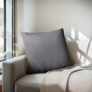JLA Home Chapel Hill - Solid Feather-Filled Square Pillow 20x20 | Plush, Durable Polyester Shell, Tailored Modern Accent for Sofa Dark Grey CH30-0029