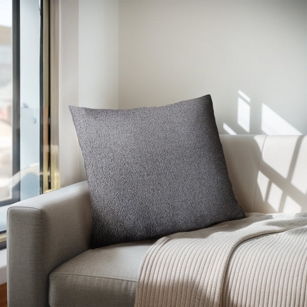 JLA Home Chapel Hill - Solid Feather-Filled Square Pillow 20x20 | Plush, Durable Polyester Shell, Tailored Modern Accent for Sofa Dark Grey CH30-0029