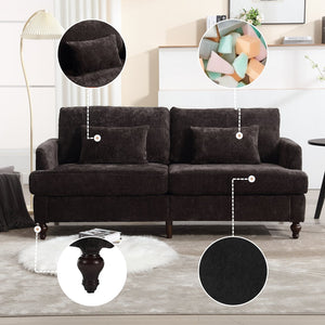 English Elm Mid Century Modern chenille loveseat with solid wood frame, detachable cushions, breathable fabric couch Black W395P151900
