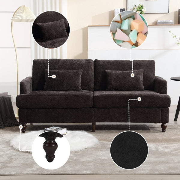 English Elm Mid Century Modern chenille loveseat with solid wood frame, detachable cushions, breathable fabric couch Black W395P151900