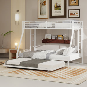 English Elm High Stability Square Tube Bunk Bed With Trundle & Ladder - Modern Design For Home & Dorms! W1935P360891