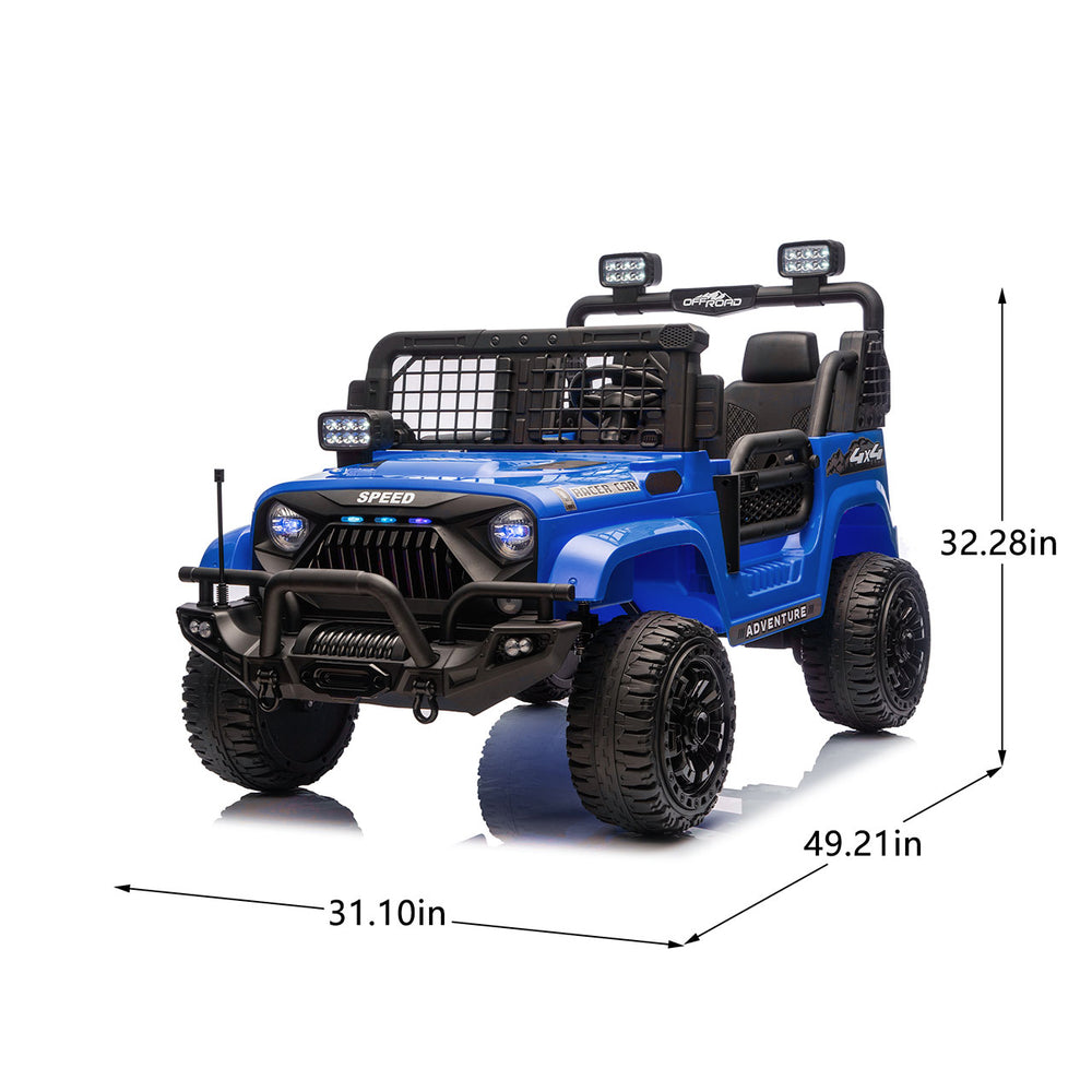 English Elm 24v Two-seat Kids Electric Ride on Truck with Parental Remote and Off-road Suspension W1578P375446