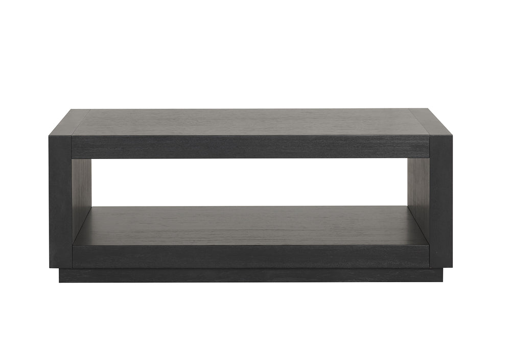 English Elm Contemporary 3Pc Table Set - Modern Coffee Table & 2 End Tables With Open Shelf In Black Finish B2741S00652