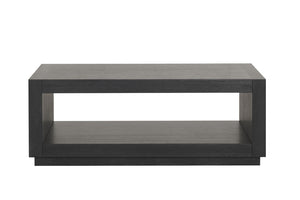 English Elm Contemporary Rectangle Coffee Table With Open Shelf, Black Finish For Modern Living Room Style B2741P395379