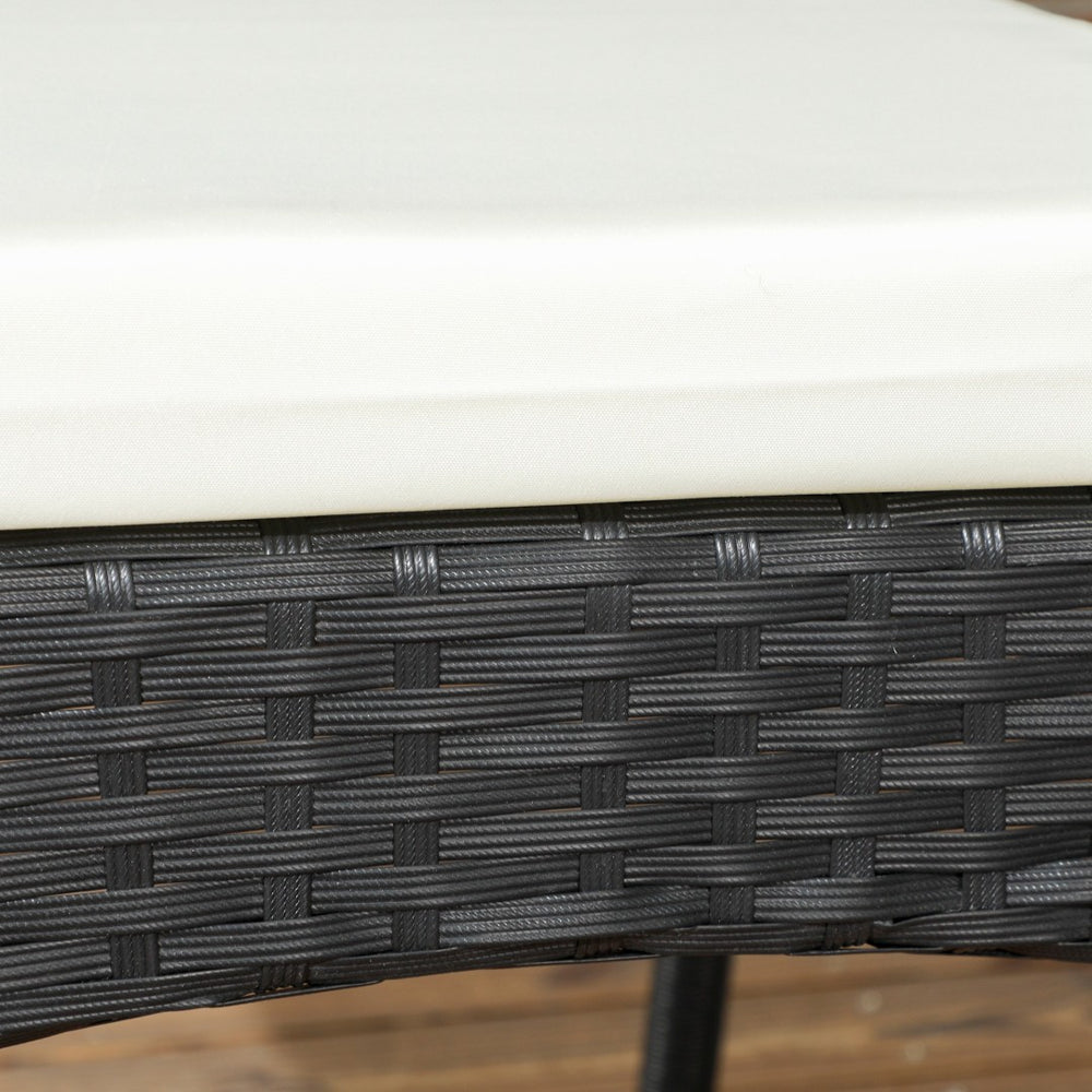 English Elm Outsunny Stackable Outdoor Dining Chairs Set Of 4 - Stylish Cream White Wicker With Cushions & Armrests W2225P217674-GIGA