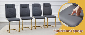 English Elm Scalable Extendable Dining Set with Wood Grain Table and Gray Linen Chairs 8 Piece Dark Gray,Gold,Transparent W1151S04562