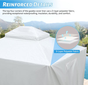 English Elm 12'x12' Gazebo Cover for Hardtop Gazebos - All-Season Waterproof Enclosure with Zippered Door, Mesh Windows, Windproof Anchors W1859P226063