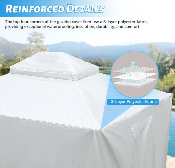 English Elm 12'x12' Gazebo Cover for Hardtop Gazebos - All-Season Waterproof Enclosure with Zippered Door, Mesh Windows, Windproof Anchors W1859P226063