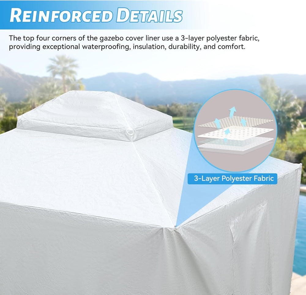 English Elm 10'x12' Gazebo Cover Winter Enclosed with Zipper Door Mesh Windows Windproof Anchors Waterproof W1859P226061