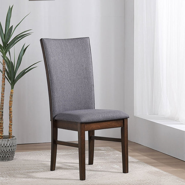 English Elm Wawona Grey Upholstered Dining Side Chair Set of 2 — Tall Back Comfort, Tapered Profile, Brown Wood Base B062P375534