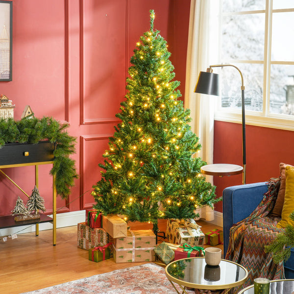 English Elm Homcom 6' Tall Prelit Douglas Fir Christmas Tree With 250 Warm White Leds & 1000 Tips For Festive Cheer W2225P249688
